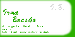 irma bacsko business card